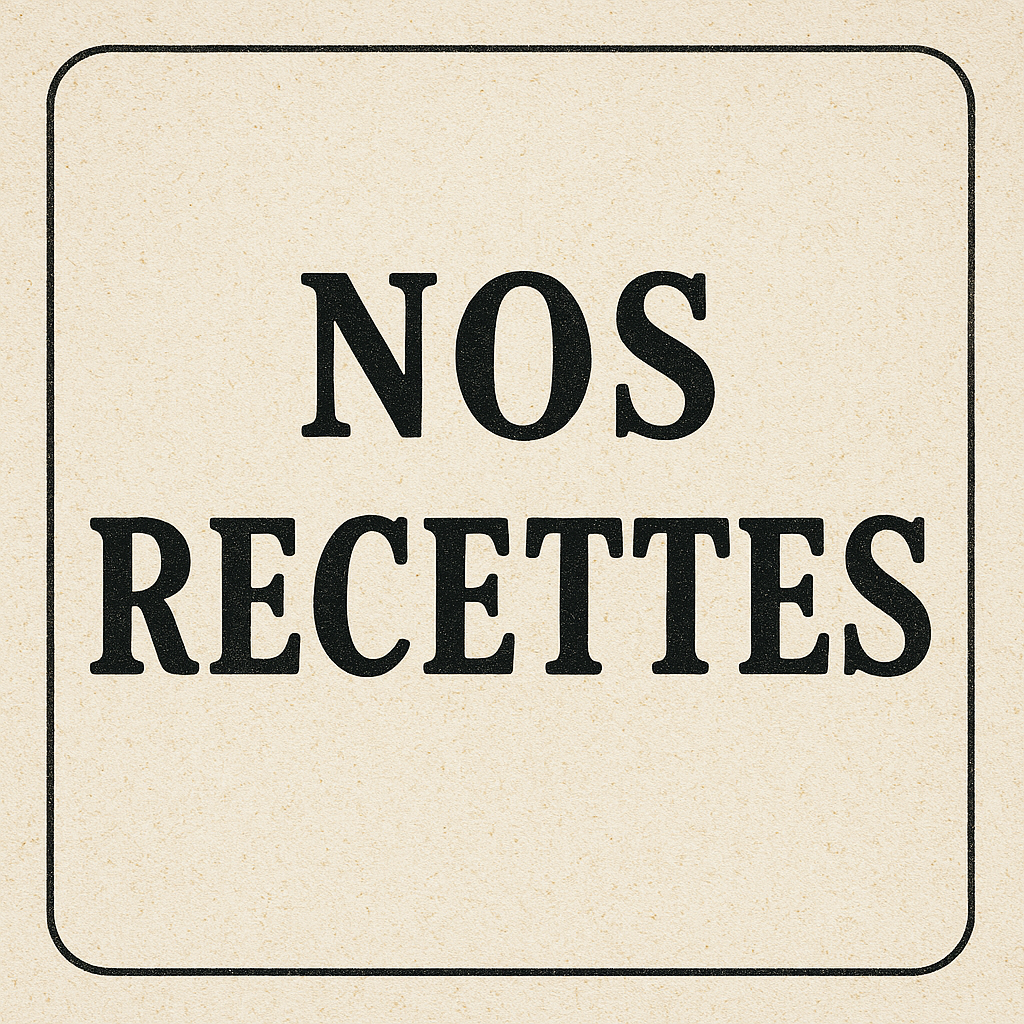 texte décoratif élégant affichant les mots « nos recettes » dans un style chaleureux et gourmand